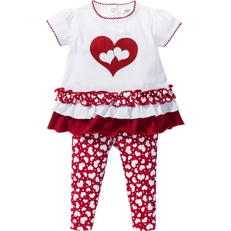 bpc bonprix collection Bonprix - T-shirt bébé + legging (Ens. 2 pces.) en coton bio blanc manches courtes pour enfant