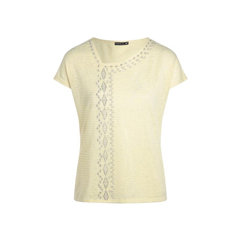 T-shirt encolure asymétrique Jaune Fil metallise - Femme Taille 1 - Bréal