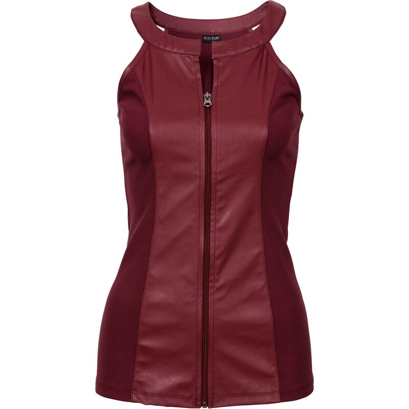 BODYFLIRT boutique Bonprix - Top cintré et zippé rouge pour femme