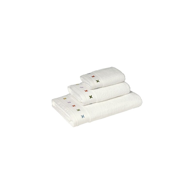 Blanc Cerise Veloutés d'Etoiles - Serviette de toilette brodée blanche 50x100 cm - d'Etoile Bain