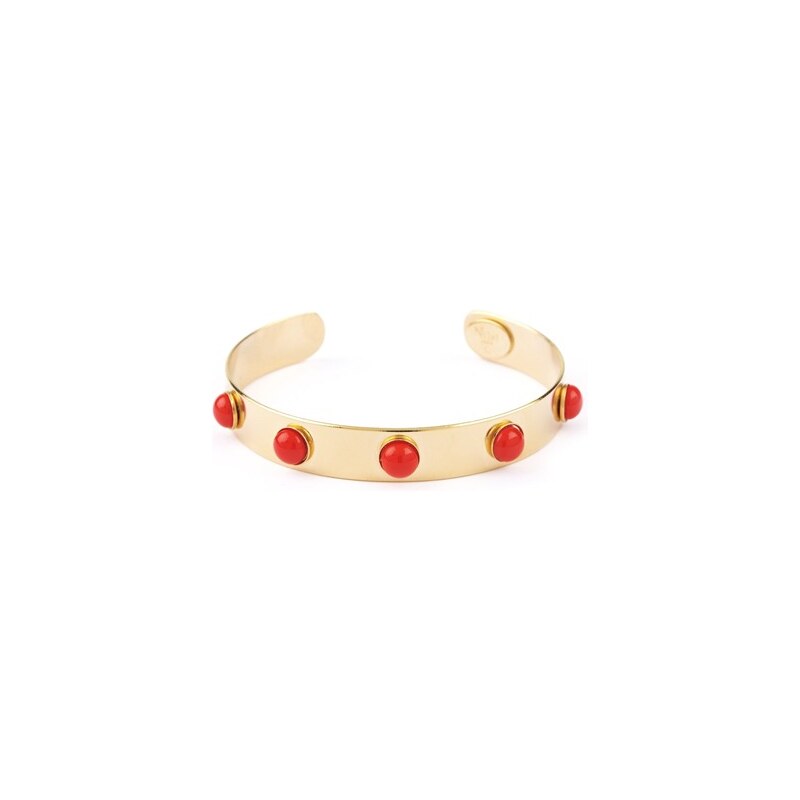 Nilaï Athéna - Bracelet en plaqué or orné de coraux - rouge