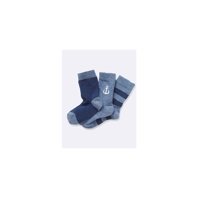 Cyrillus Lot de 3 paires de chaussettes - bleu brut
