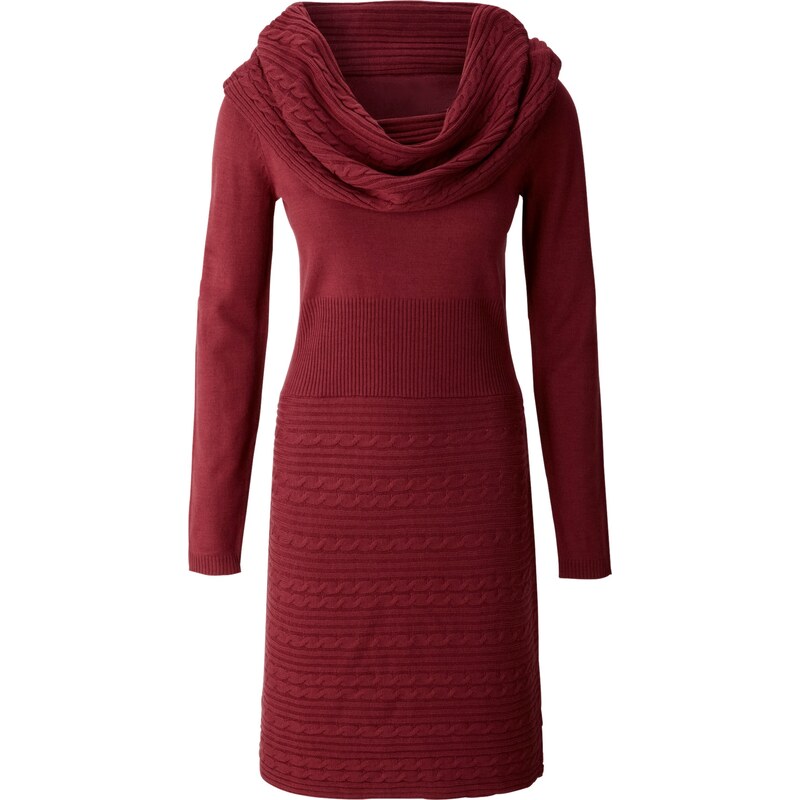 BODYFLIRT Bonprix - robe d'été Robe en maille rouge manches longues pour femme