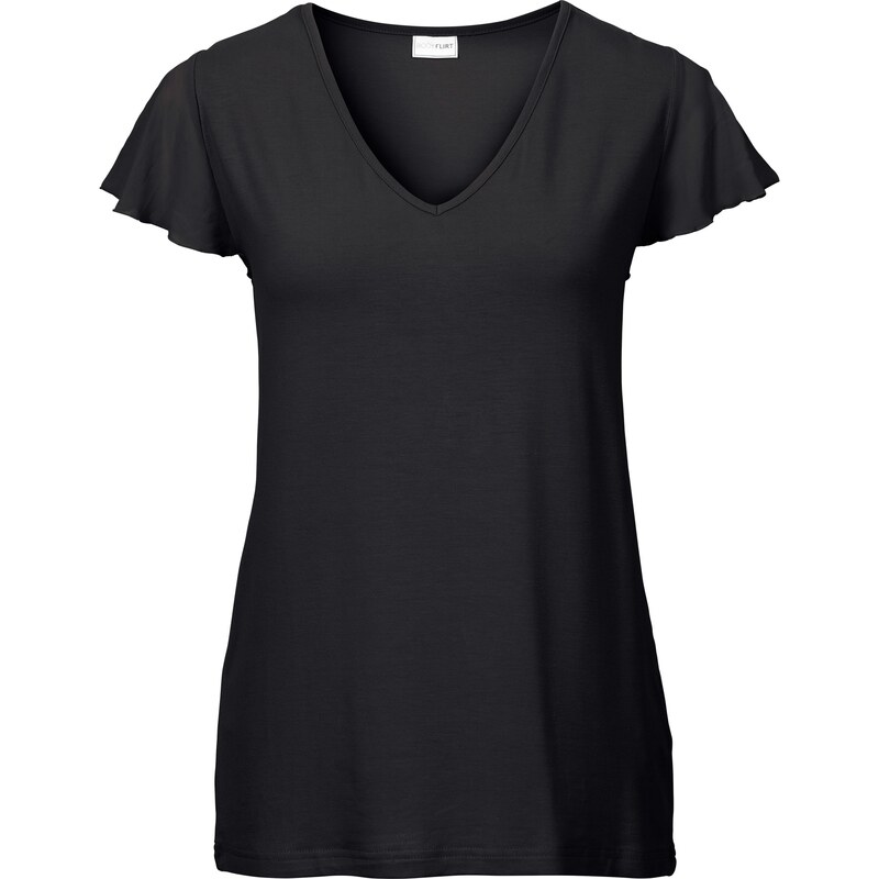 BODYFLIRT T-shirt à manches papillon noir femme - bonprix
