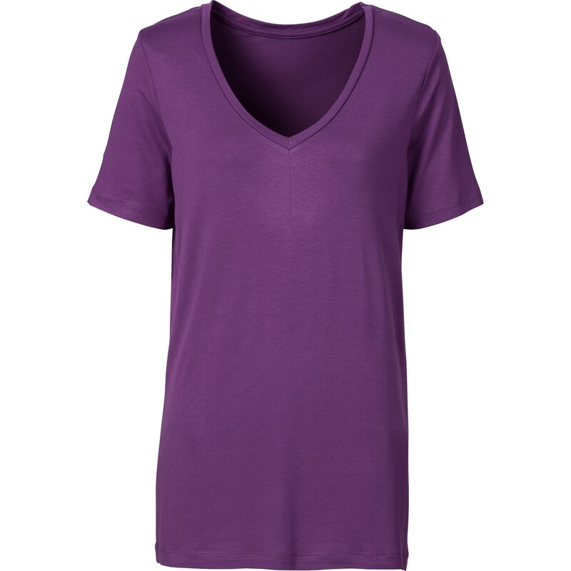 BODYFLIRT T-shirt violet manches courtes femme - bonprix