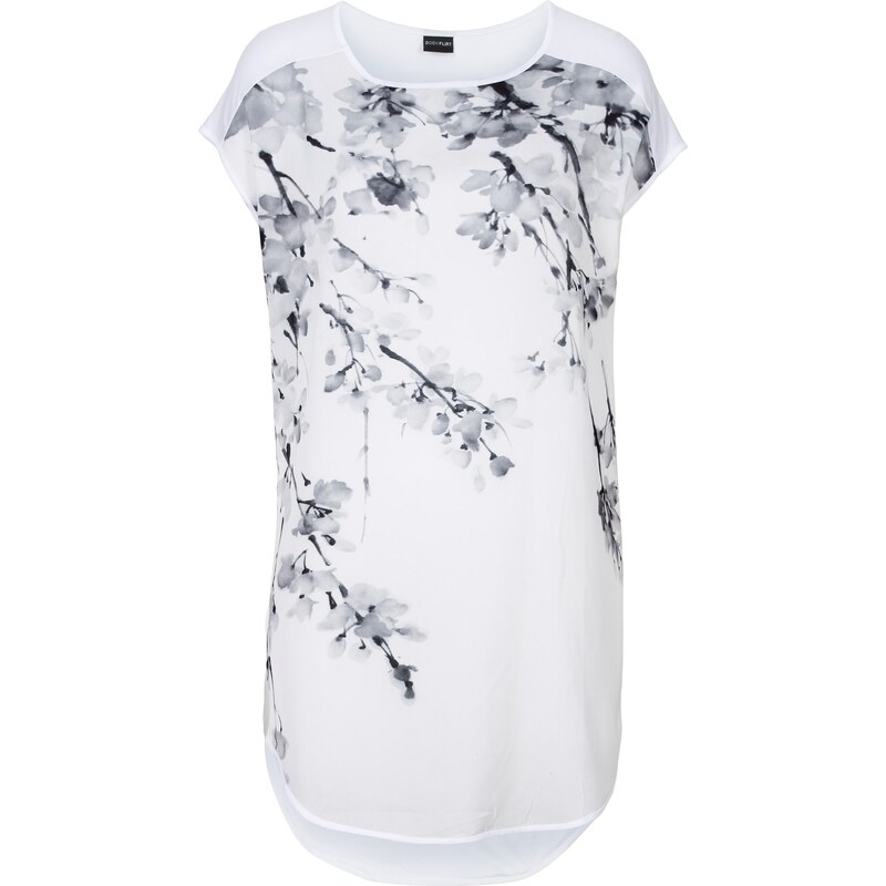 BODYFLIRT T-shirt long blanc manches courtes femme - bonprix