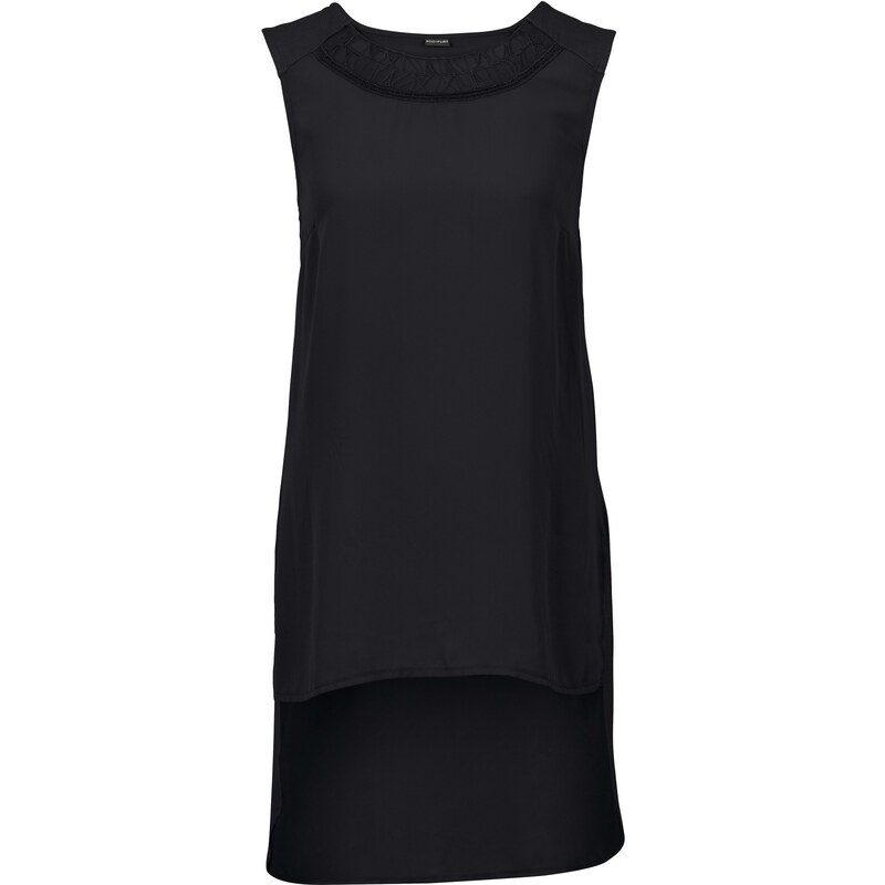 BODYFLIRT Bonprix - T-shirt court-long noir sans manches pour femme