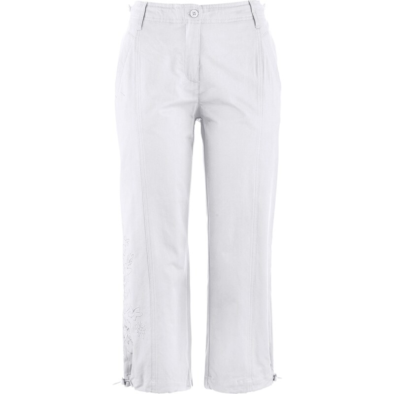 bpc bonprix collection Bonprix - Pantalon 3/4 brodé blanc pour femme