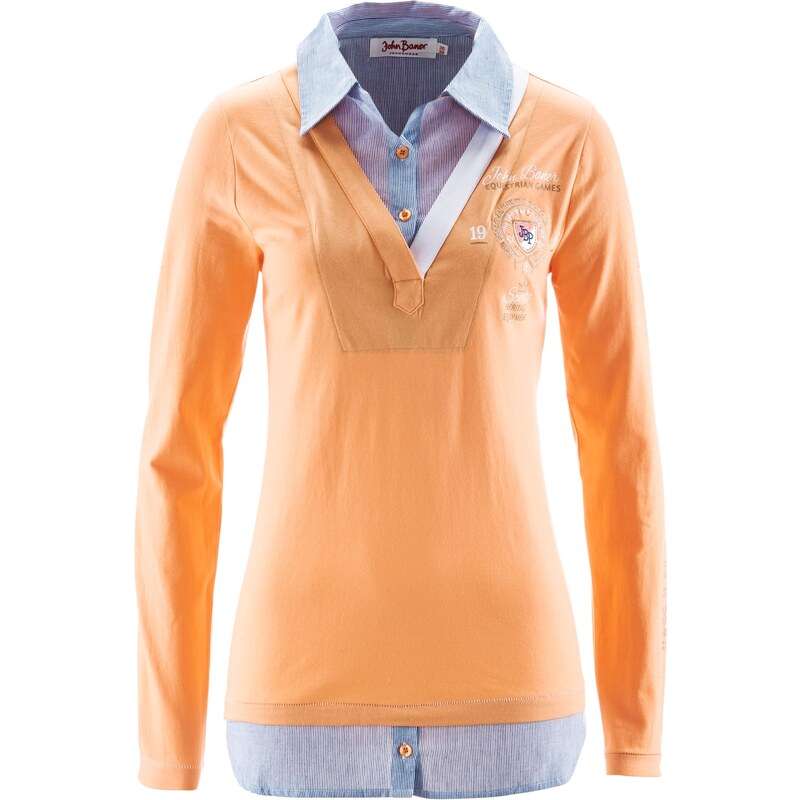 John Baner JEANSWEAR Bonprix - Sweat-shirt style 2 en 1 orange manches longues pour femme