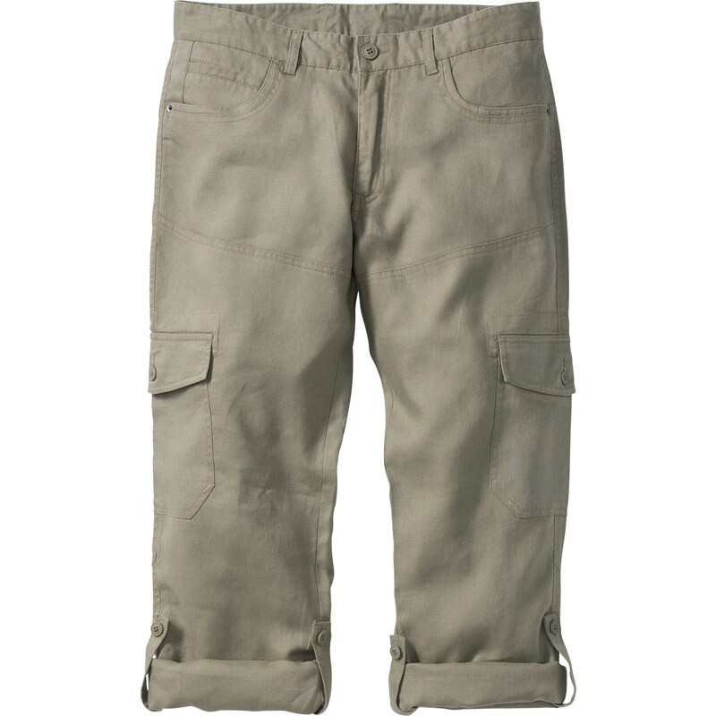 bpc bonprix collection Pantalon cargo en lin retroussable Regular Fit gris homme - bonprix