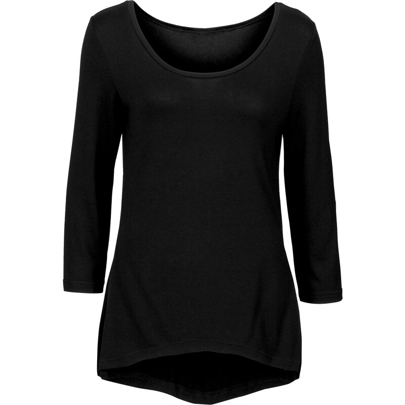 BODYFLIRT T-shirt manches 3/4 noir femme - bonprix