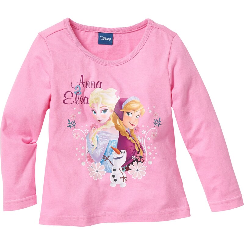 Disney Bonprix - T-shirt imprimé Reine des Neiges rose manches longues pour enfant