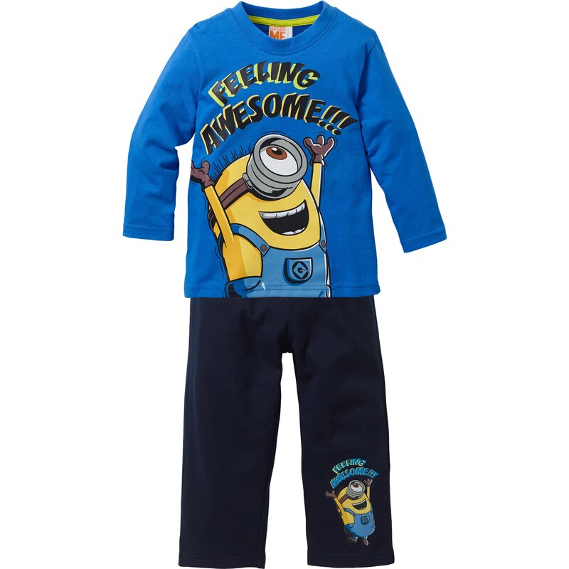 Despicable Me 2 Bonprix - T-shirt + pantalon sweat MINIONS (Ens. 2 pces.) bleu manches longues pour enfant
