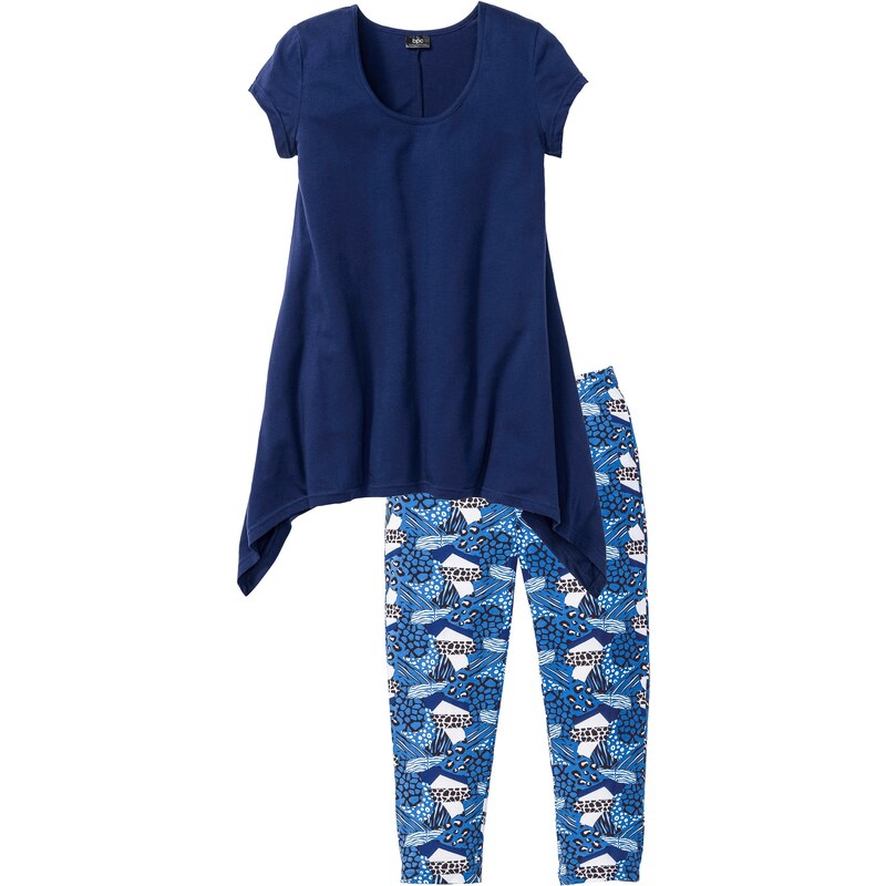 bpc bonprix collection Pyjama corsaire bleu manches courtes femme - bonprix