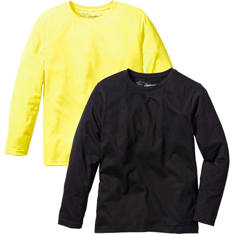 bpc bonprix collection Bonprix - Lot de 2 T-shirts manches longues basiques jaune pour enfant