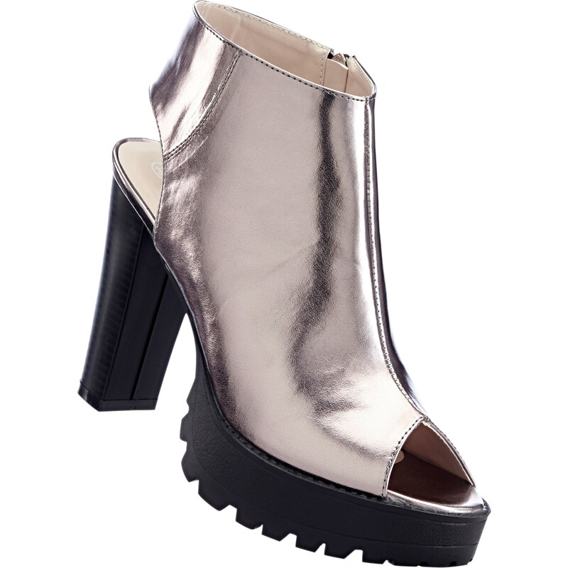 RAINBOW Bonprix - Low-boots peep-toe gris pour femme