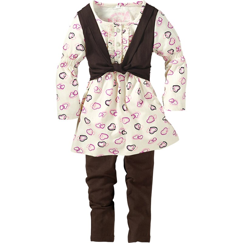 bpc bonprix collection Bonprix - Robe + legging (Ens. 2 pces.) marron manches longues pour enfant