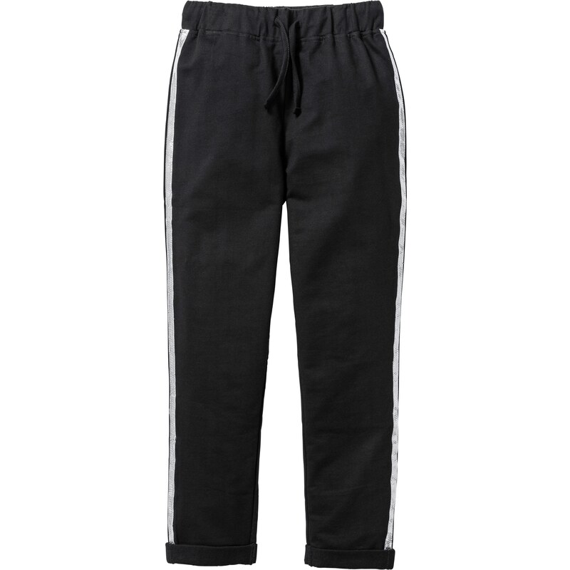bpc bonprix collection Pantalon matière sweat à rayures argentées noir enfant - bonprix