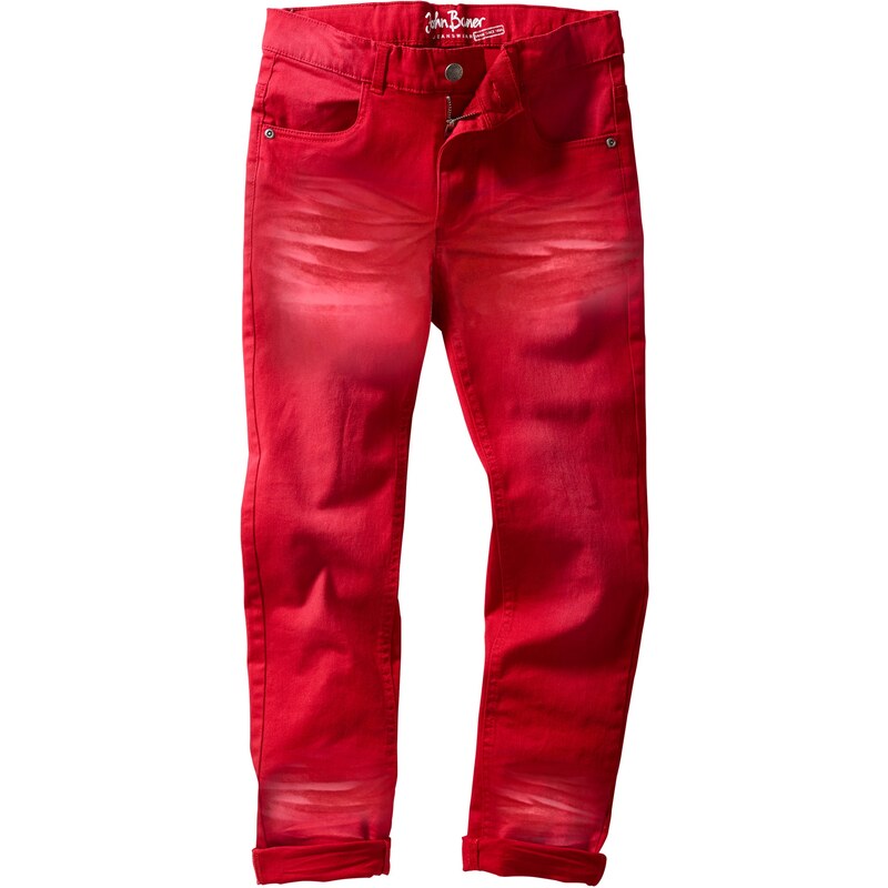 John Baner JEANSWEAR Pantalon Slim Fit avec effets usés rouge enfant - bonprix
