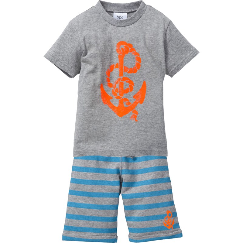 bpc bonprix collection Bonprix - T-shirt + bermuda (Ens. 2 pces.) gris manches courtes pour enfant