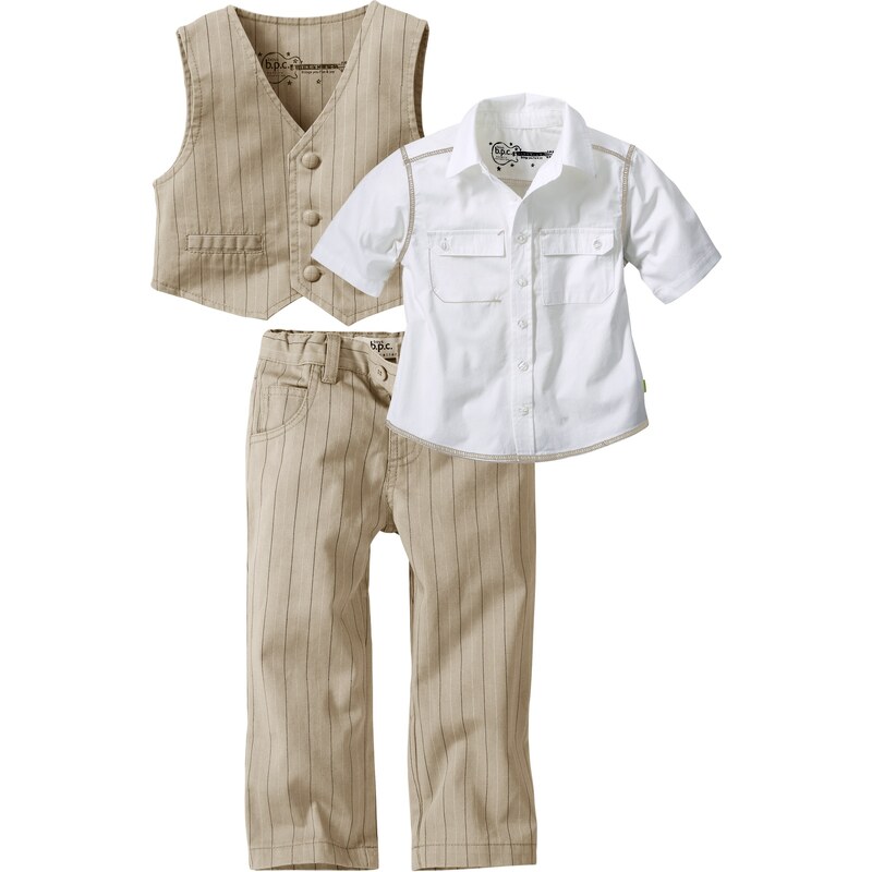 bpc bonprix collection Chemise + gilet + pantalon (Ens. 3 pces.) marron manches courtes enfant - bonprix