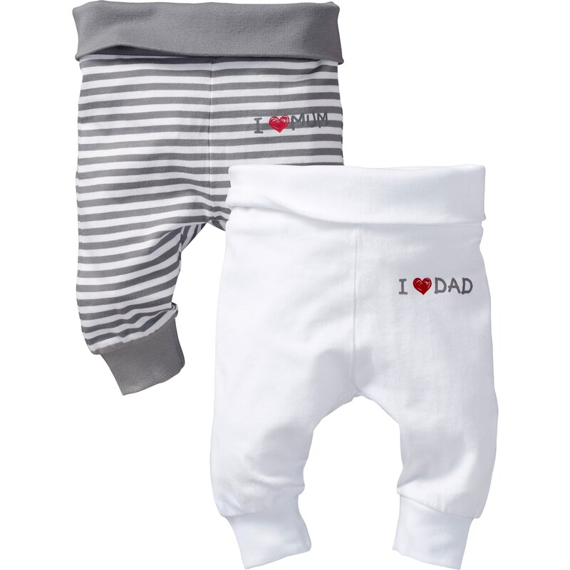 bpc bonprix collection Bonprix - Lot de 2 pantalons en coton bio gris pour enfant