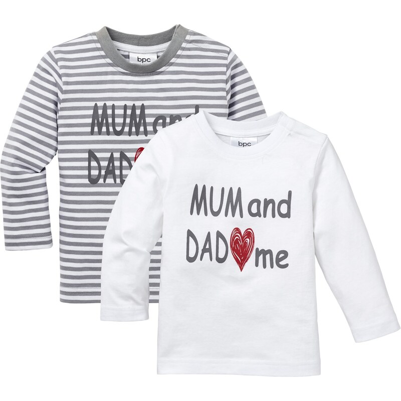 bpc bonprix collection Bonprix - Lot de 2 T-shirts bébé à manches longues en coton bio blanc pour enfant