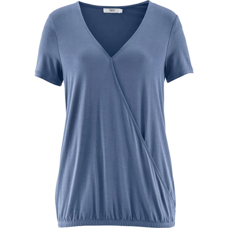 bpc bonprix collection T-shirt cache-cœur demi-manches bleu femme - bonprix