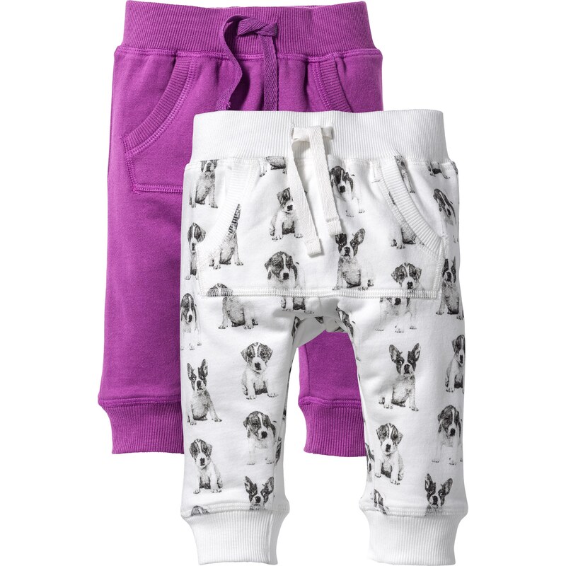 bpc bonprix collection Lot de 2 pantalons sweat bébé coton bio violet enfant - bonprix