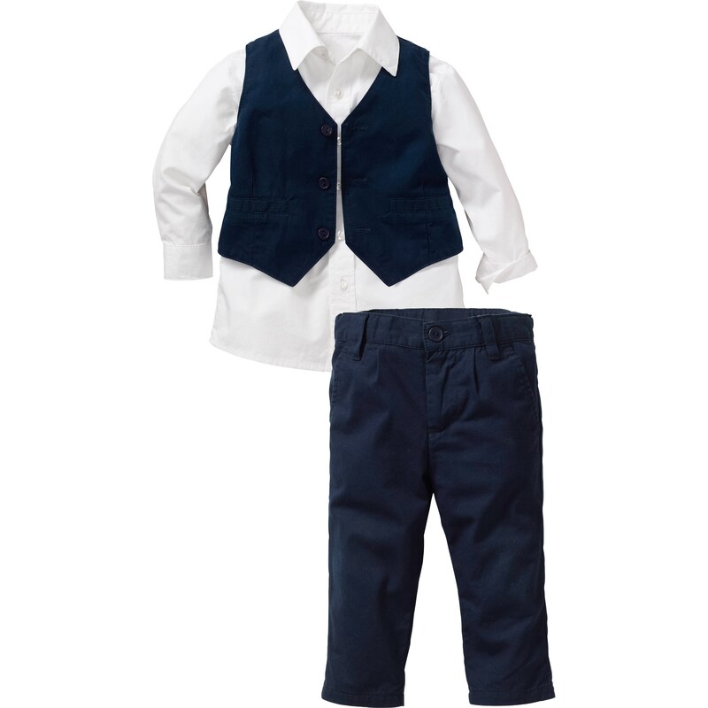 bpc bonprix collection Bonprix - Chemise bébé + veston + pantalon (Ens. 3 pces.) blanc manches longues pour enfant