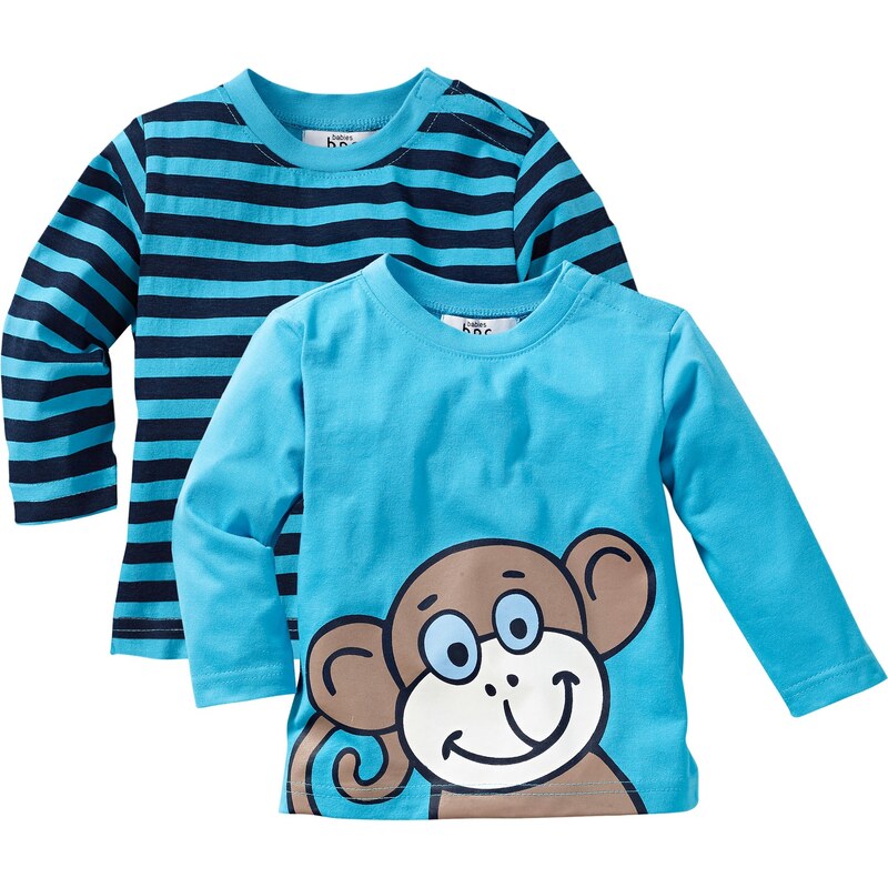 bpc bonprix collection Bonprix - Lot de 2 t-shirts bébé bleu manches longues pour enfant