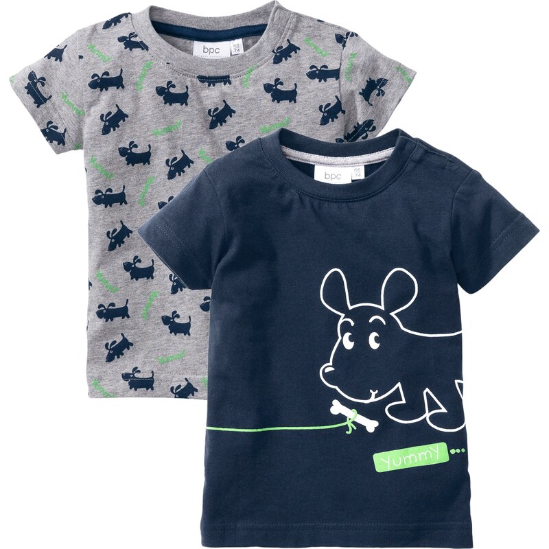 bpc bonprix collection Lot de 2 T-shirts bébé en coton bio gris manches courtes enfant - bonprix