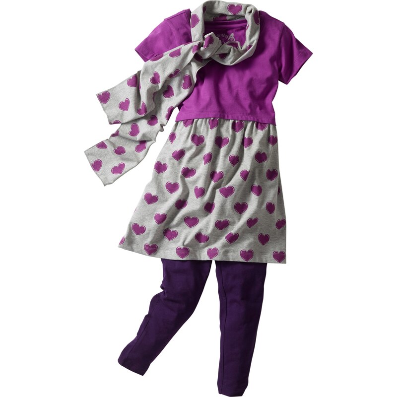 bpc bonprix collection Bonprix - Robe + legging + écharpe (Ens. 3 pces.) violet pour enfant