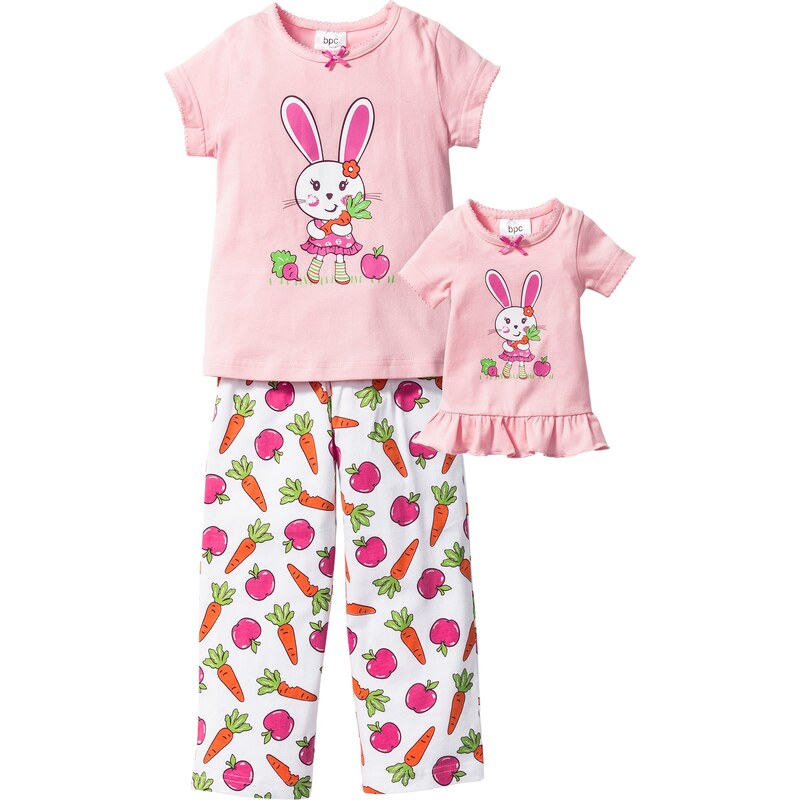 bpc bonprix collection Bonprix - Pyjama + chemise de nuit de poupée (Ens. 3 pces.) rose pour enfant