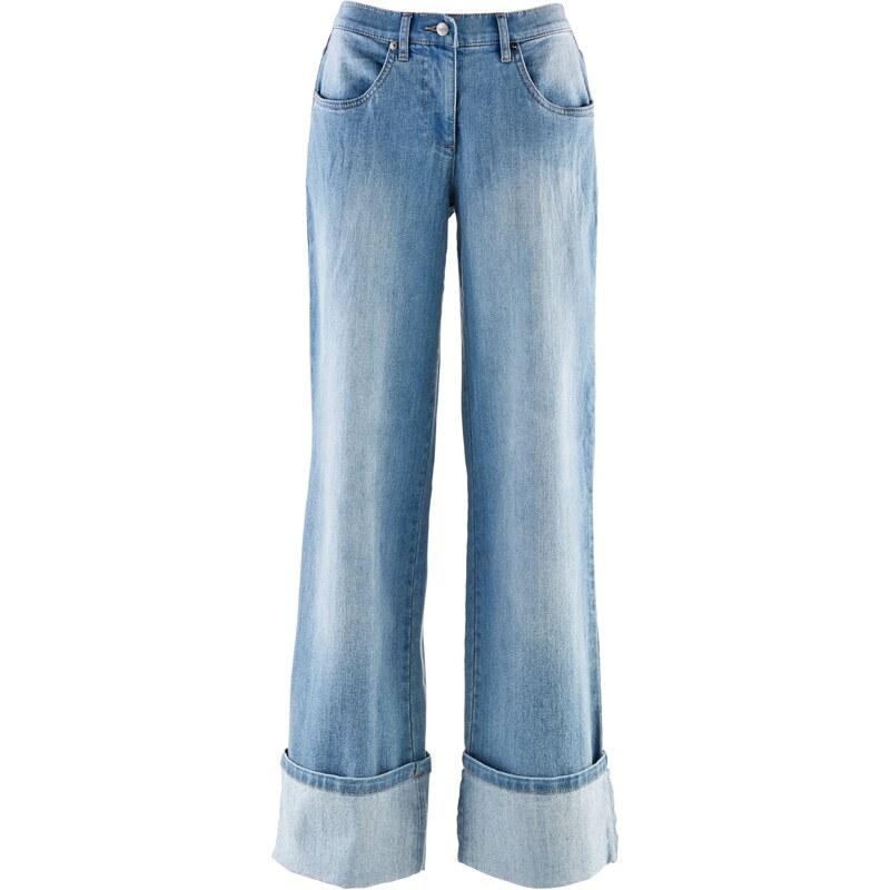 bpc bonprix collection Bonprix - Jean extensible ample, raccourci bleu pour femme