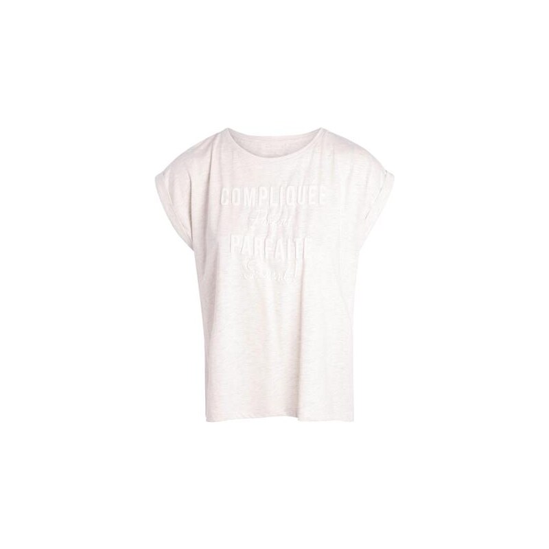 T-shirt à message manches courtes Beige Coton - Femme Taille 0 - Cache Cache