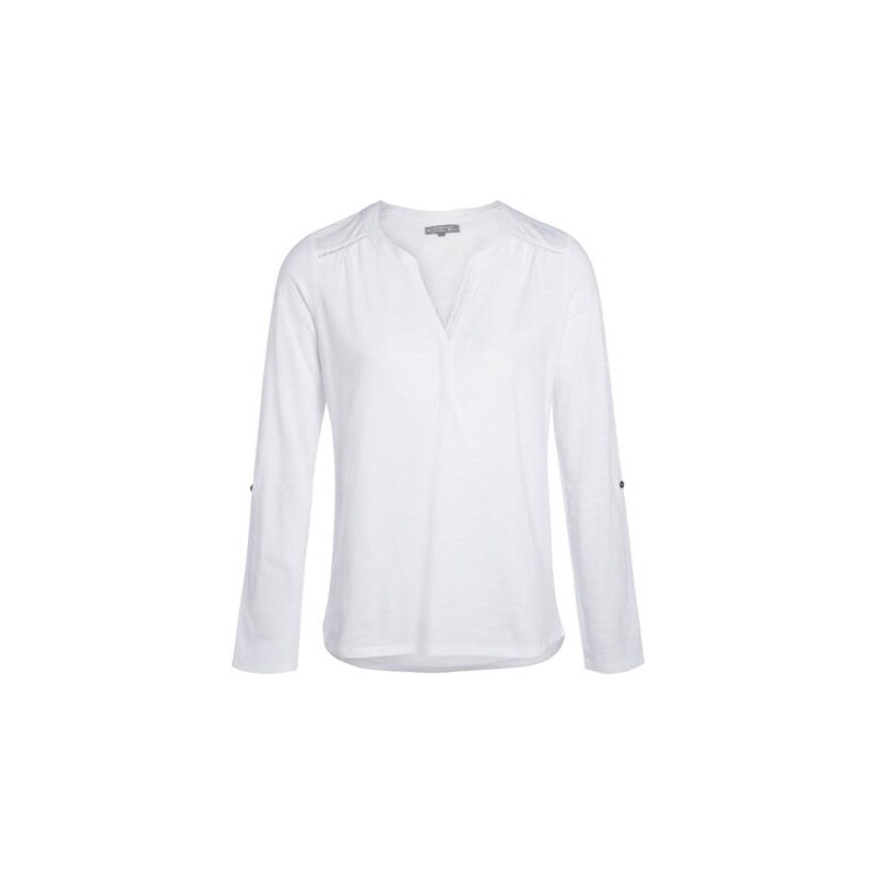 T-shirt col tunisien Blanc Coton - Femme Taille 0 - Cache Cache