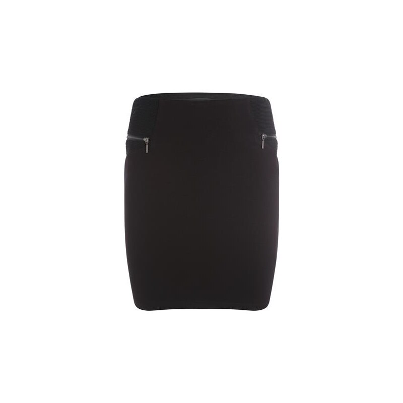 Jupe milano zippée empiècement-shirt Noir Elasthanne - Femme Taille 40 - Cache Cache