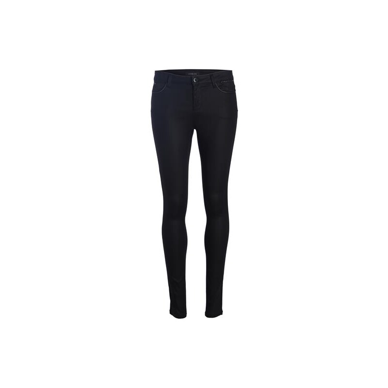 Pantalon skinny enduit uni Noir Synthetique (polyurethane) - Femme Taille 34 - Cache Cache