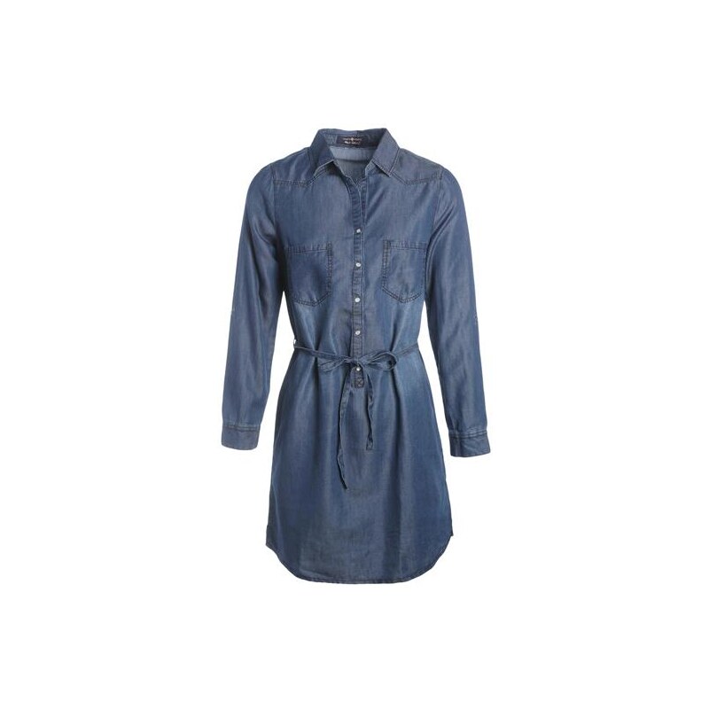 Robe denim manches longues & ceinture Bleu Coton - Femme Taille 34 - Cache Cache