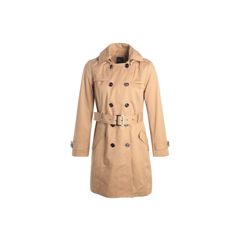 Trench long double boutonnage Beige Coton - Femme Taille 0 - Cache Cache