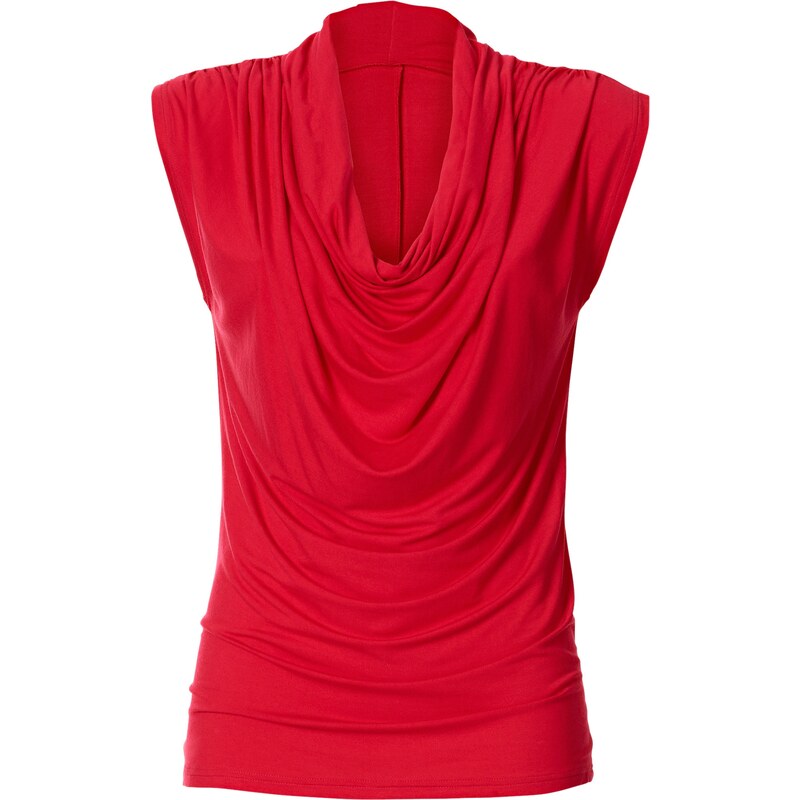 BODYFLIRT Bonprix - T-shirt col bénitier rouge manches courtes pour femme