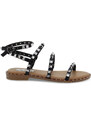Sandales plates Steve Madden TRAVEL BLACK en faux cuir noir