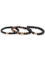 Lucleon Set de bracelets Miro en oeils de tigre, pierres de lave & noix de coco