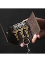 Lucleon Porte-clés Montréal en cuir marron à protection RFID
