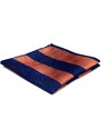 Trendhim Pochette de costume en soie à rayures bleu marine et orange