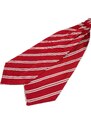 Trendhim Cravate Ascot en soie rouge à fines rayures argentées