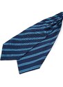 Trendhim Cravate Ascot en soie bleu marine à rayures parallèles