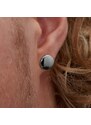 Lucleon Boucle d'oreille "bouton" en acier argenté 10 mm