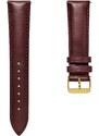 Trendhim Bracelet de montre en cuir marron foncé avec boucle dorée et système de dégagement rapide - 21 mm